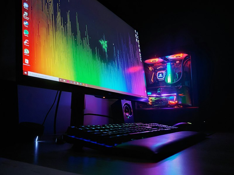 Row of high-refresh PC battle stations